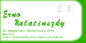 erno malatinszky business card